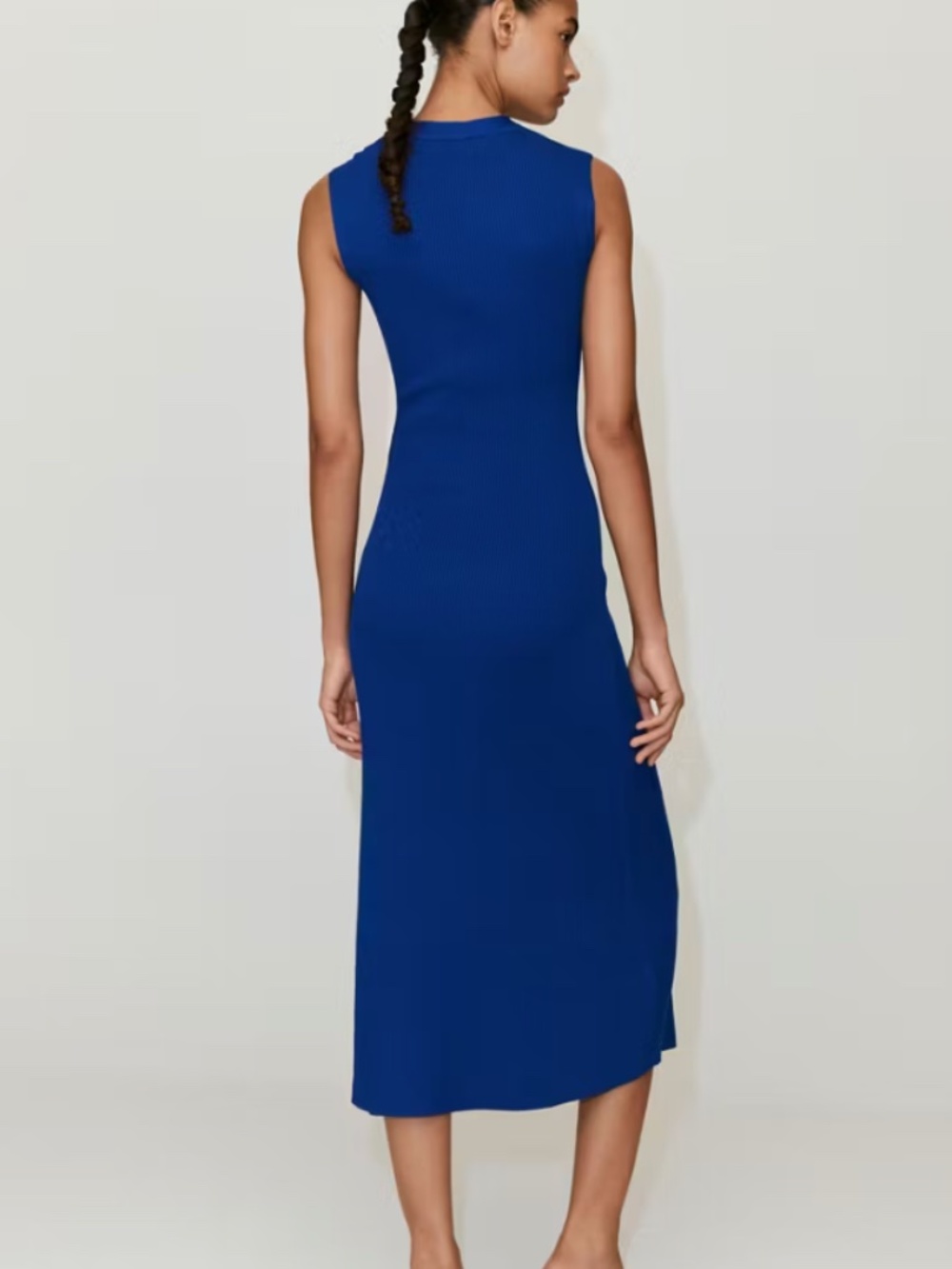NWT Mango Cobalt Blue V NeckSleeveless Knitted Midi Dress - Picture 3 of 7